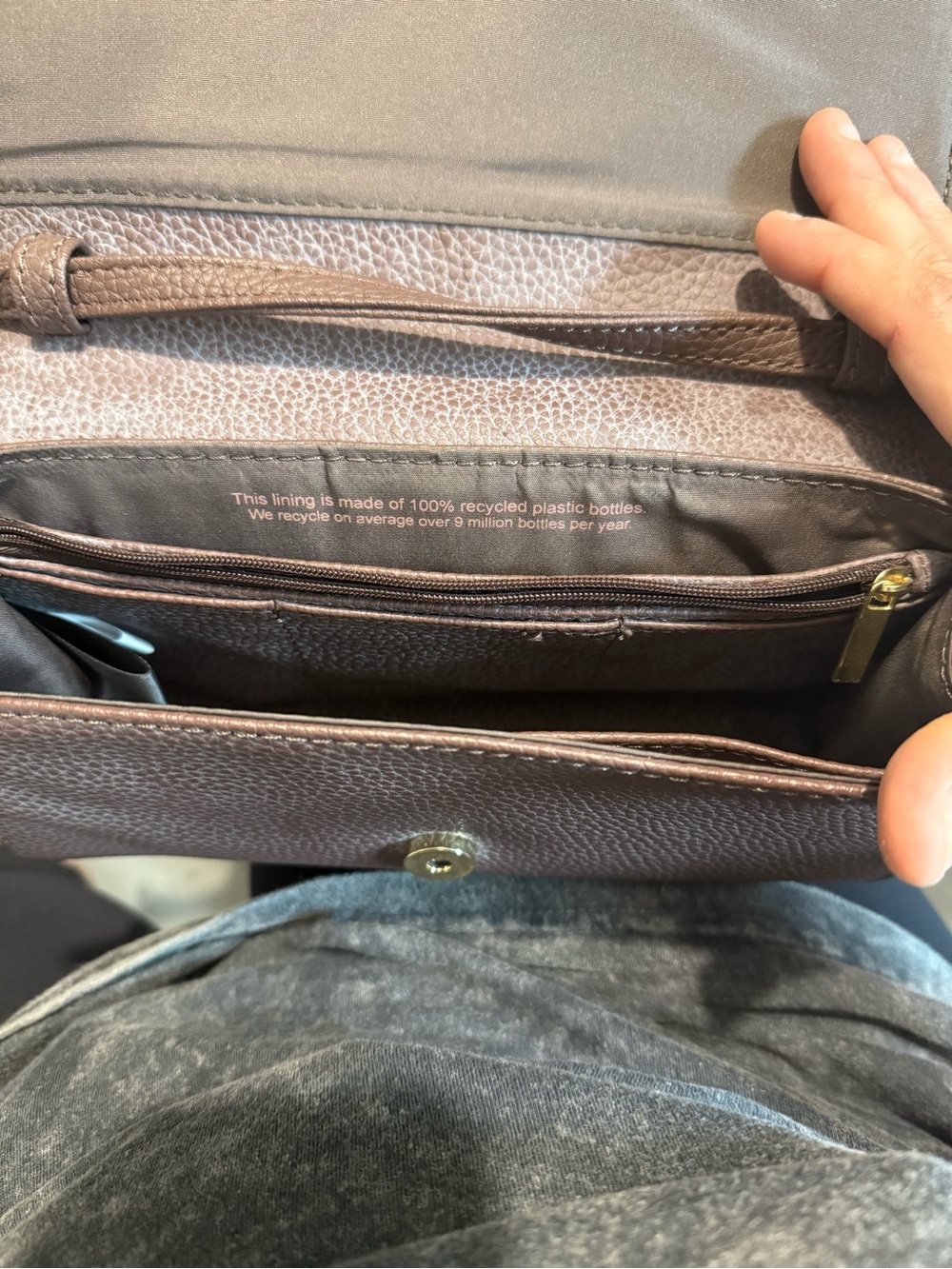 Matt & Nat Dark Brown Pebbled Crossbody with Gold Hardware - Picture 5 of 5